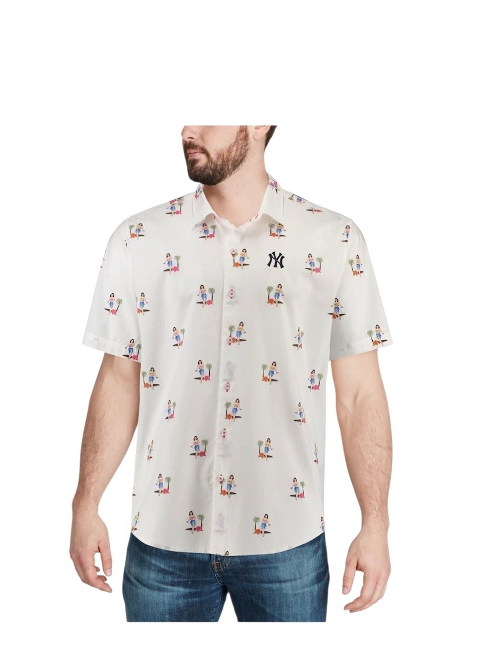 Tommy Bahama Short-Sleeve Button-Up Shirt W/ Yankee Logo & Hula Dancers NWT
